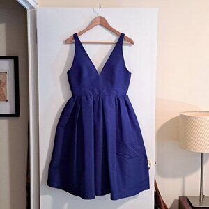 COS Deep V-Neck Dress, deep blue/purple, EU 40 (US 8)